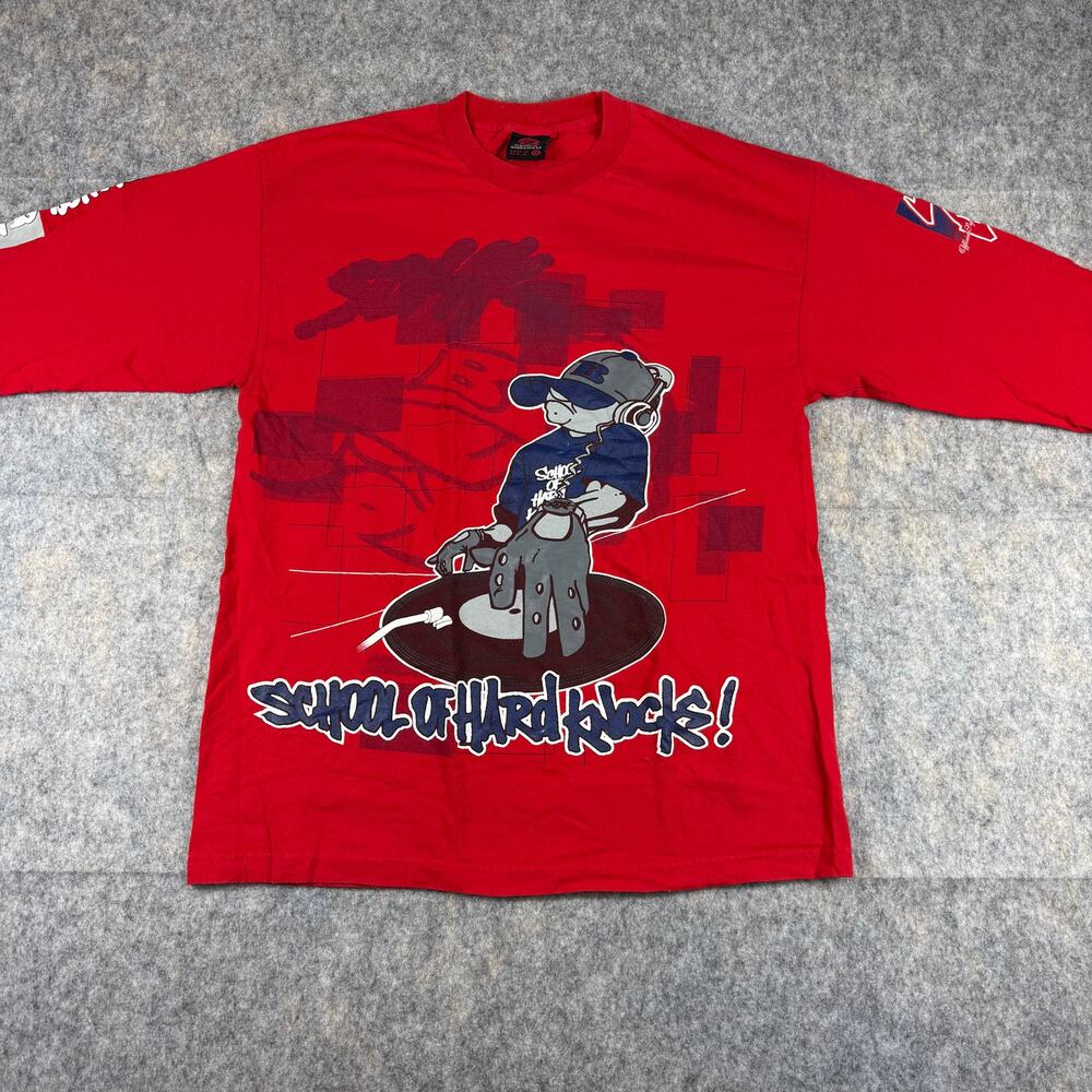 Vintage School of Hard Knocks Red Y2K Long Sleeve T-Shirt
